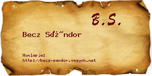 Becz Sándor névjegykártya